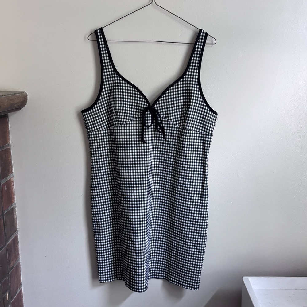 Urban Outfitters Black and White Gingham Mini Dress Size XL